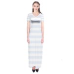 Horizontal Stripes - White and Pastel Blue Short Sleeve Maxi Dress