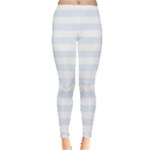 Horizontal Stripes - White and Pastel Blue Women s Leggings