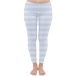 Horizontal Stripes - White and Pastel Blue Winter Leggings