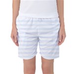 Horizontal Stripes - White and Pastel Blue Women s Basketball Shorts