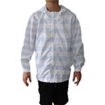 Horizontal Stripes - White and Pastel Blue Hooded Wind Breaker (Kids)
