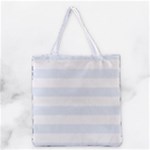 Horizontal Stripes - White and Pastel Blue Grocery Tote Bag