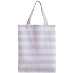 Horizontal Stripes - White and Pastel Blue Zipper Classic Tote Bag