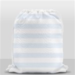 Horizontal Stripes - White and Pastel Blue Drawstring Bag (Small)