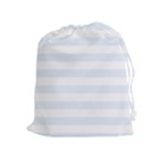 Horizontal Stripes - White and Pastel Blue Drawstring Pouch (XL)