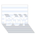 Horizontal Stripes - White and Pastel Blue BOY 3D Greeting Card (7x5)