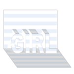 Horizontal Stripes - White and Pastel Blue GIRL 3D Greeting Card (7x5)