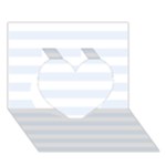Horizontal Stripes - White and Pastel Blue Heart 3D Greeting Card (7x5)