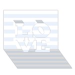 Horizontal Stripes - White and Pastel Blue LOVE 3D Greeting Card (7x5)