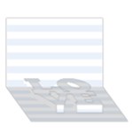 Horizontal Stripes - White and Pastel Blue LOVE Bottom 3D Greeting Card (7x5)