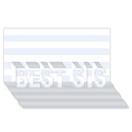 Horizontal Stripes - White and Pastel Blue BEST SIS 3D Greeting Card (8x4)
