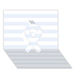 Horizontal Stripes - White and Pastel Blue Ribbon 3D Greeting Card (7x5)