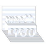 Horizontal Stripes - White and Pastel Blue Miss You 3D Greeting Card (7x5)