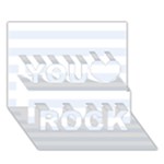 Horizontal Stripes - White and Pastel Blue You Rock 3D Greeting Card (7x5)