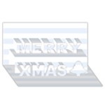 Horizontal Stripes - White and Pastel Blue Merry Xmas 3D Greeting Card (8x4)
