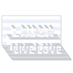 Horizontal Stripes - White and Pastel Blue Laugh Live Love 3D Greeting Card (8x4)