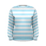 Horizontal Stripes - White and Light Blue Women s Sweatshirt