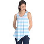 Horizontal Stripes - White and Light Blue Sleeveless Tunic