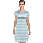Horizontal Stripes - White and Light Blue Cap Sleeve Nightdress