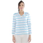 Horizontal Stripes - White and Light Blue Wind Breaker (Women)