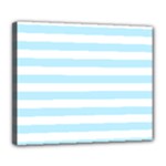 Horizontal Stripes - White and Light Blue Deluxe Canvas 24  x 20  (Stretched)