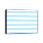 Horizontal Stripes - White and Light Blue Mini Canvas 7  x 5  (Stretched)