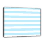 Horizontal Stripes - White and Light Blue Canvas 16  x 12  (Stretched)