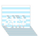 Horizontal Stripes - White and Light Blue GIRL 3D Greeting Card (7x5)