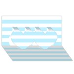 Horizontal Stripes - White and Light Blue Twin Hearts 3D Greeting Card (8x4)
