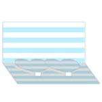 Horizontal Stripes - White and Light Blue Twin Heart Bottom 3D Greeting Card (8x4)