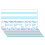 Horizontal Stripes - White and Light Blue BEST SIS 3D Greeting Card (8x4)