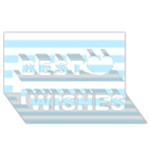 Horizontal Stripes - White and Light Blue Best Wish 3D Greeting Card (8x4)