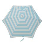 Horizontal Stripes - White and Light Blue Mini Umbrella