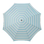 Horizontal Stripes - White and Light Blue Golf Umbrella