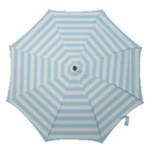 Horizontal Stripes - White and Light Blue Hook Handle Umbrella (Medium)