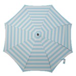 Horizontal Stripes - White and Light Blue Hook Handle Umbrella (Large)
