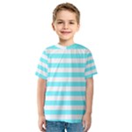 Horizontal Stripes - White and Electric Blue Kid s Sport Mesh Tee