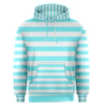 Horizontal Stripes - White and Electric Blue Men s Pullover Hoodie