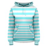 Horizontal Stripes - White and Electric Blue Women s Pullover Hoodie