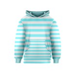 Horizontal Stripes - White and Electric Blue Kid s Pullover Hoodie