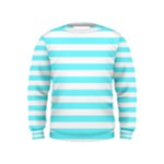 Horizontal Stripes - White and Electric Blue Kid s Sweatshirt