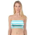 Horizontal Stripes - White and Electric Blue Bandeau Top