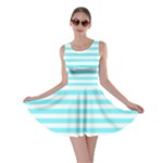 Horizontal Stripes - White and Electric Blue Skater Dress