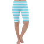 Horizontal Stripes - White and Electric Blue Cropped Leggings