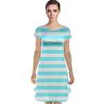 Horizontal Stripes - White and Electric Blue Cap Sleeve Nightdress