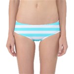 Horizontal Stripes - White and Electric Blue Classic Bikini Bottoms