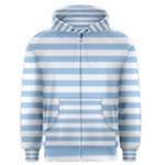 Horizontal Stripes - White and Baby Blue Men s Zipper Hoodie