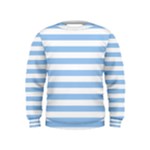 Horizontal Stripes - White and Baby Blue Kid s Sweatshirt