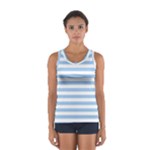 Horizontal Stripes - White and Baby Blue Women s Sport Tank Top