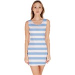 Horizontal Stripes - White and Baby Blue Bodycon Dress